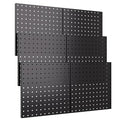 INCLY 6 Pack 12"x12" Black Metal Pegboard Panels, Heavy Duty Pegboard Wall Organizer with Frame, Black Peg Board for Walls, Garage, Workbench, Shed, Kitchen, Craft Room Tool Organization