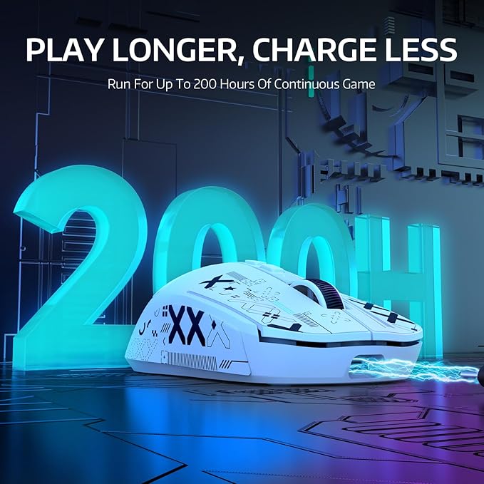 Attack Shark X6 49g Superlight Wireless Gaming Mouse with Magnetic RGB Charging Dock,BT/2.4GHz Wireless/Wired Mouse,PixArt PAW3395 Sensor, 26000DPI, Griptape, 200Hrs Battery for Win/Mac (White)