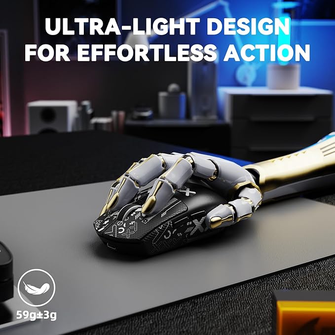 MAMBASNAKE ATTACK SHARK G3PRO Wireless Gaming Mouse with RGB Magnetic Charging Dock, Tri-Mode-2.4G/USB-C Wired/BT,25K DPI,PAW3311 Optical Sensor,59g Ultra Lightweight,Slip Grip Tape for PC/Mac(Black)