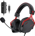 NUBWO HG03 USB-A Gaming Headset with 7.1 Surround and FPS Sound, Wired Headphones with Noise Canceling Mic, Comfortable Design for PC, Laptop - Black Red