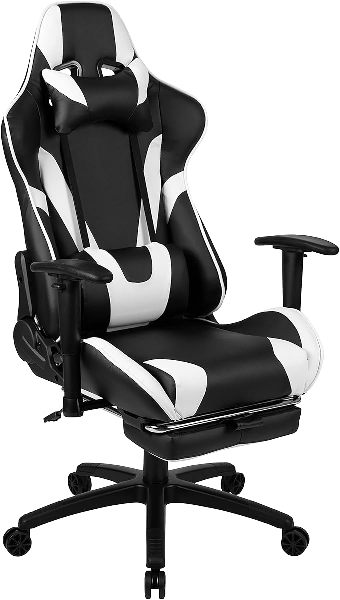 Flash Furniture Optis Black Gaming Desk and Black Footrest Reclining Gaming Chair Set with Cup Holder, Headphone Hook, and Monitor/Smartphone Stand