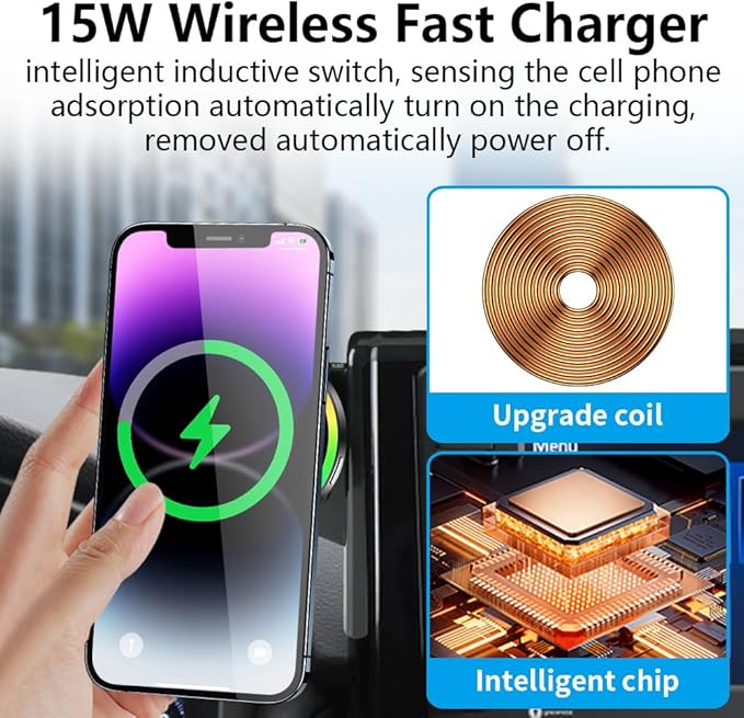 Car Magnetic Phone Mount for 2019-2025 Toyota RAV4 LE XLE and RAV4 Hybrid LE XLE SE Woodland XLE-Premium and RAV 4 Prime SE Auto Accessories Cell Phones Holder Fast 15W Wireless Charger
