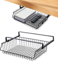 Under Desk Drawer, Slide Out Design,No Drill Metal Under Desk Cable Management, Storage Shelf Tray Basket Under Table Drawer Organizer for Office, Home, Workspace, Cabinet