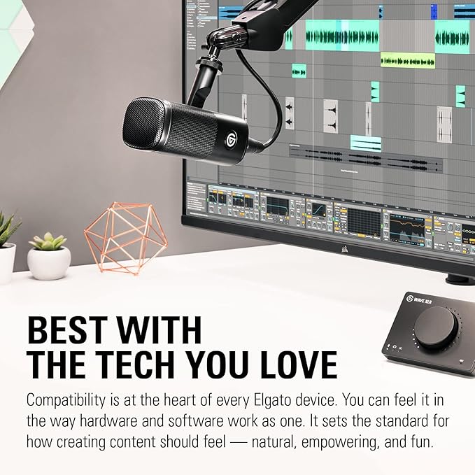 Elgato Wave DX - Dynamic XLR Microphone, Cardioid pattern, Noise Rejection, speech optimised for Podcasting, Streaming, Broadcasting, No Signal Booster Required, works with any Interface, for Mac, PC