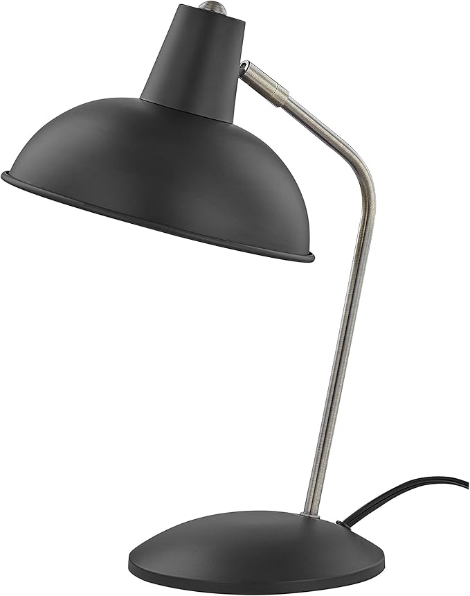 Light Society Black Retro Hylight Desk Lamp with Antique Brass Details, Mid Century Modern Vintage Style