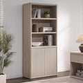SICOTAS Book Shelf with Doors 71" Tall 6 Tier Bookshelf with Adjustable Shelves Fluted Booshelves & Bookcases Modern Book Case with Large Storage Display Cabinet for Living Room Home Office Bedroom