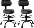 Drafting Chair with Back, Adjustable Foot Rest Rolling Stool (2, Black)