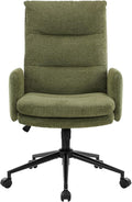 IWMH High-Back Home Office Chair,Upholstered Desk Chair with Armrests,Height Adjustable Armchair with Wheels, Swivel Office Desk Chair, Ergonomic Computer Task Chair, Leisure Armchair Cashmere (Green)