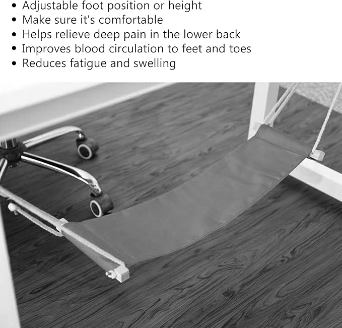Foot Hammock Under Desk Footrest, Foot Rest Hammock, Adjustable Office Footrest, Foot Hammock Breathable Adjustable Portable for Office Home(Blue)