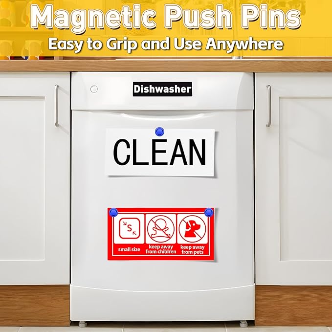16 Pcs Fridge Magnets, Refrigerator Magnets, Small Strong Magnets, Whiteboard Magnets for Fridge, Magnetic Push Pins for Locker, Kitchen Decor and Accessories, Office, Classroom Organization