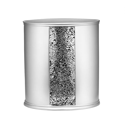 Zahari Home Sinatra Waste Basket Decorative Beautiful Designs Bathroom Bedroom Living Room Decor, Silver