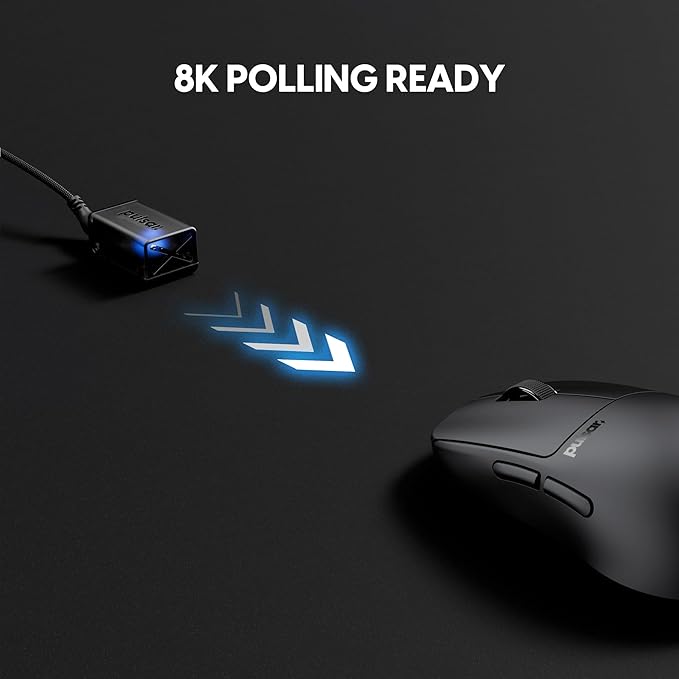 Pulsar Gaming Gears X2H Crazylight Wireless Gaming Mouse, Ultra Lightweight 1.51 oz (43g), Optical Switch, 32000 DPI, 750 IPS, XS-1 Sensor, 8k Compatible (Medium, Jet Black)