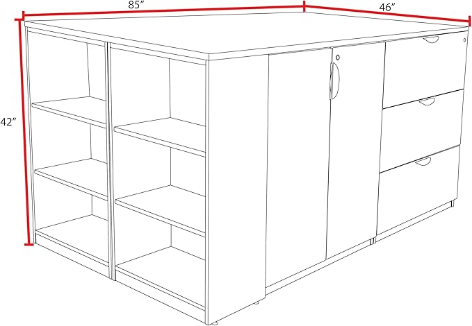 Regency Legacy Stand Up Storage Cabinet/ 3 Lateral File Quad with Bookcase End- Ash Grey