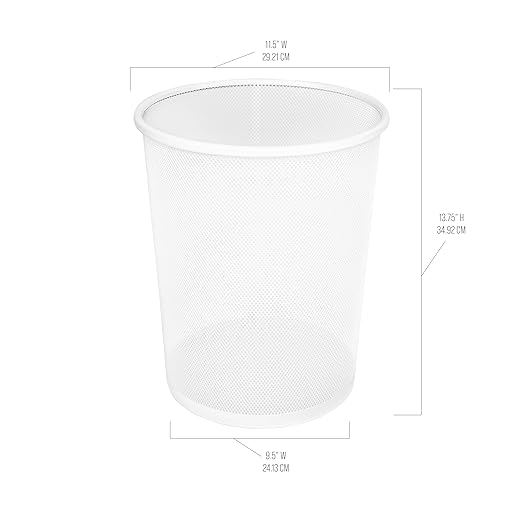 Seville Classics Steel Mesh Round Office Wastebasket – White (2-Pack, 6 Gal)
