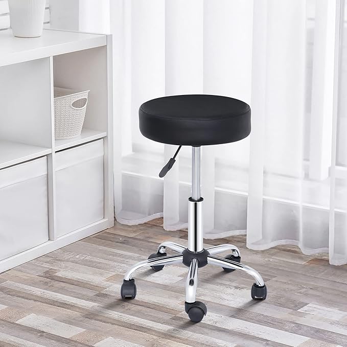 ZENY Adjustable Round Rolling Stool with Wheels, Drafting Stool Chair for Salon Spa Tattoo Home Office Medical Massage Work