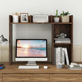 Desktop Bookshelf, 3-Tier Desk Hutch Shelf with 5 Display Rack for Computer Desk, Desk Organizer Shelves for Top of Desk, Dorm, Home, Office (Rustic Brown)