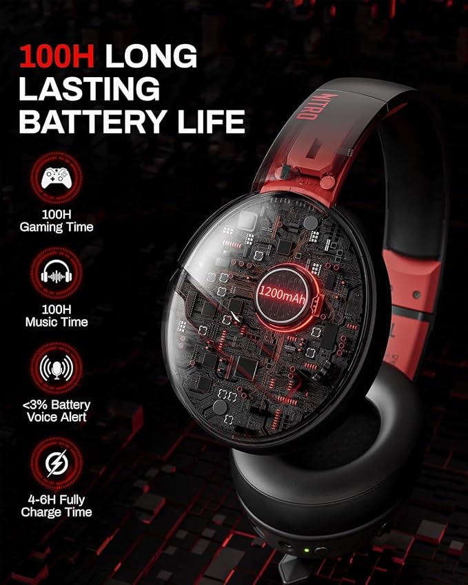 acer 2.4GHz Flex Wireless Gaming Headset | Red + Orange| Non-Stop 100H Battery | Dynamic 50mm Drivers | Clear Voice Mic | Bluetooth5.3, 3.5mm | Gaming Headphones for PC, Meeting, Music, PS4 Headset