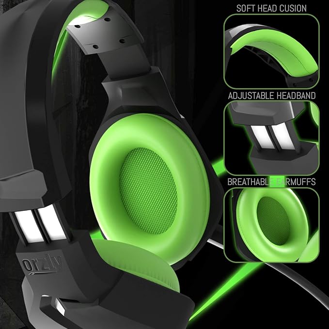 Orzly Gaming Headset (Green) for PC and Gaming Consoles PS5, PS4, Xbox Series X | S, Xbox ONE, Nintendo Switch & Google Stadia Stereo Sound with Noise Cancelling mic - Hornet RXH-20 Sagano Edition