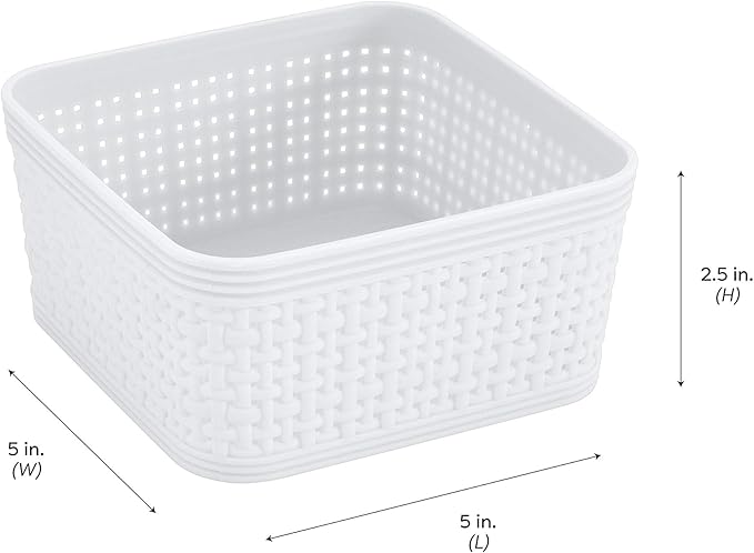 Simplify 5 Piece Organizing Set | Multiple Size Bins | Multipurpose | Office | Desk | Dorm | Bathroom | Storage Basket | Small Items | Accessories | White