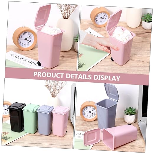Outanaya Desktop Trash Can Creative Slim Waste Bin Cover Perfect for Home Office Car Mini Organizing Bin Random Color