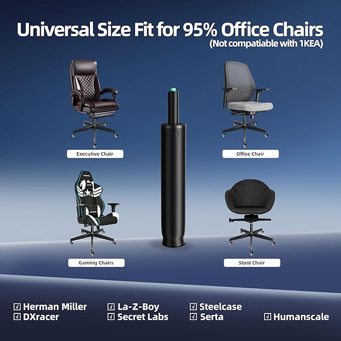 9 Inches to 13 Inches Office Chair Cylinder Replacement, 4'' Stroke, Heavy Duty 1000 lbs, Hydraulic Pneumatic Shock Piston, Universal Gas Cylinder Fit for Most Office Chairs, Class 4 (Black)
