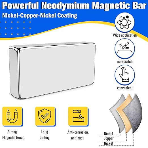 FINDMAG 100Pcs Strong Neodymium Magnets Bar, Heavy Duty Rare Earth Magnets, Rectangular Magnetic Bar, Small Powerful Magnetic Bar for Crafts Kitchen DIY Tool Storage Science Office – 10x5x2mm