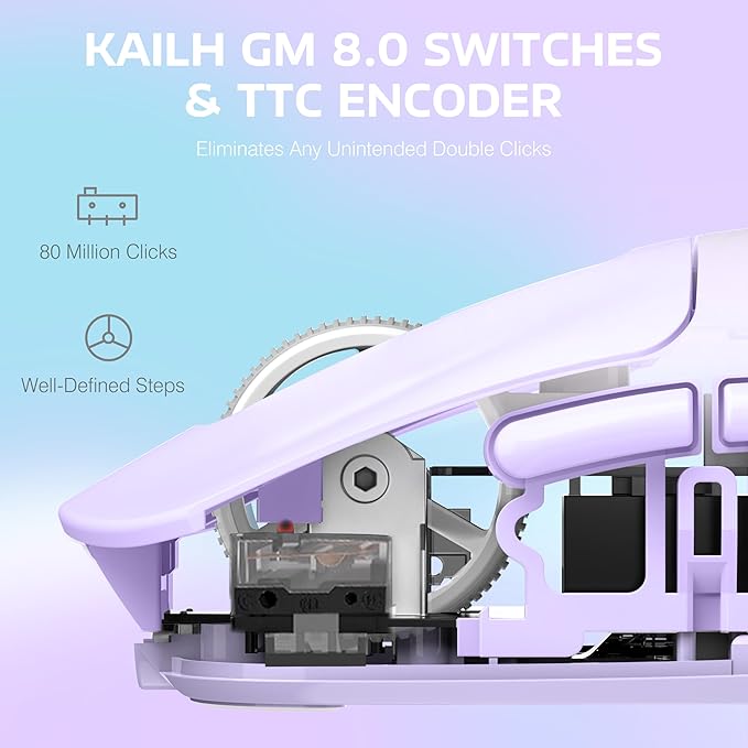 ATTACK SHARK X3 Lightweight Wireless Gaming Mouse with Tri-Mode 2.4G/USB-C Wired/Bluetooth,Up to 26K DPI, PAW3395 Optical Sensor,Kailh GM8.0 Switch,5 programmable Buttons for PC/Win/Mac(Purple)