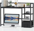 Marbrasse Desk Shelf with Drawer, 40" Desk Hutch for Computer Monitor, Desk Shelf for top of Desk, Wooden Desktop Bookshelf Storage Rack for Home Office Dorm - Black