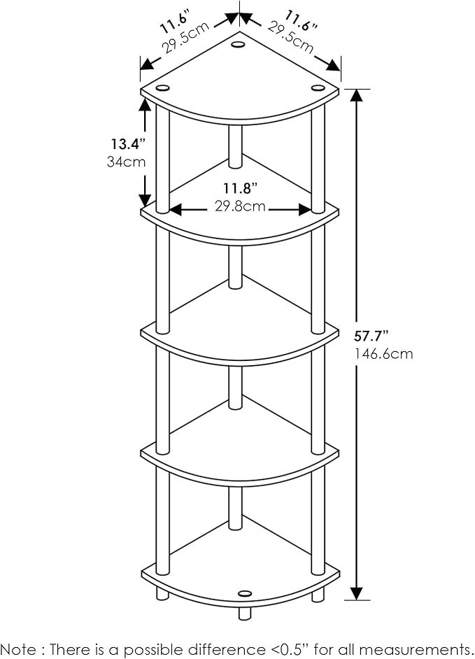 Furinno Wire 3-Tier Industrial Style Metal Frame Bookcase, Display Shelf, 35 Wide, Finn Oak
