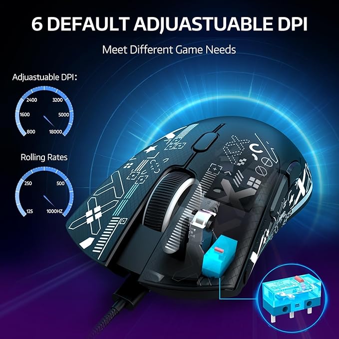 ATTACK SHARK R1 Wireless Gaming Mouse,Tri-Mode Connection (2.4G/Wired/BT5.2),55g Lightweight,18K DPI Optical Sensor,HUYU 20 Million Key Life,Ergonomic Design,for PC/Laptop/Win/Mac(Black+Sticker)