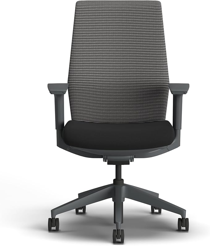 HON Cipher Mesh Office Chair, Standard Cylinder, Height Adjustable Arms, Office Chair with Lumbar Support, Titanium Mesh, Charcoal Frame, Black