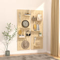 AMSXNOO Wood Pegboard Wall Organizer Panels, Wooden Pegboard Combination Wall Organizer Kit, Display Peg Board Panel Kits for Office Bedroom Livingroom Studyroom (Wooden Color, 31.5X47.2IN/80X120CM)