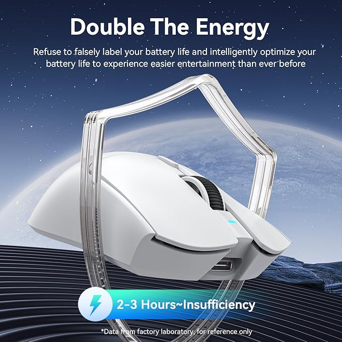 ATTACK SHARK X1 Wireless Gaming Mouse with RGB Charging Dock, PAW3395 PRO Sensor Up to 40K DPI,53g Ultra Light Tri-Mode Computer Mice,1KHz Polling Rate 5 Programmable Buttons for WIN/MAC-White