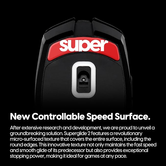 Superglide2 - New Controllable Speed Textured Surface Smoothest Mouse Feet/Glides Made with Ultra Strong Glass Smooth and Durable Sole for Razer Orochi v2 (Type-C, Red)