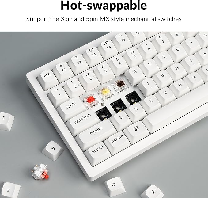 Keychron K4 Pro QMK/VIA Bluetooth Wireless Mechanical Keyboard, 96% Layout Custom Programmable Gaming Keyboard with White Backlit, Hot-Swappable K Pro Banana Switch for Mac Windows Linux - White