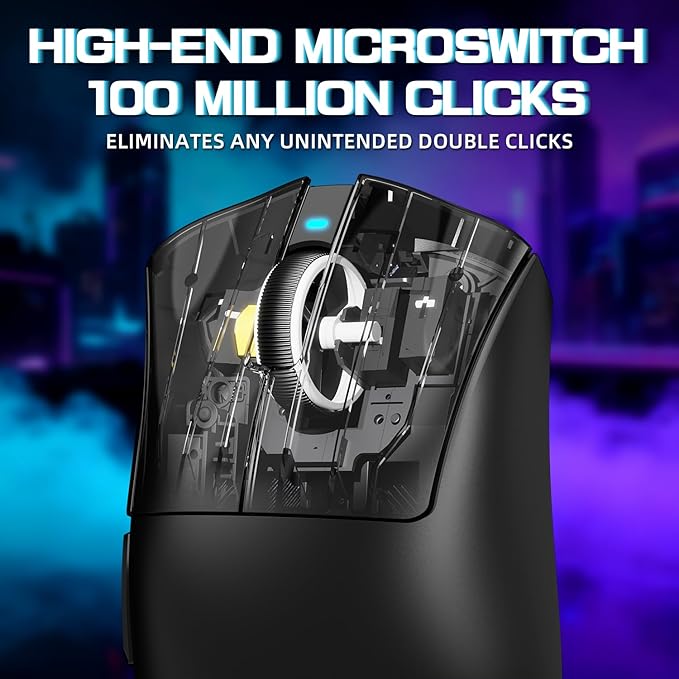 ATTACK SHARK V3 PRO Wireless Esports Gaming Mouse with Magnetic Charging Dock:62g Lightweight-1K Polling-25K DPI-PAW3311 Sensor,Wired/BT/2.4Ghz Programmable,BK52820 IC for PC Mac Laptop Gamer(Black)