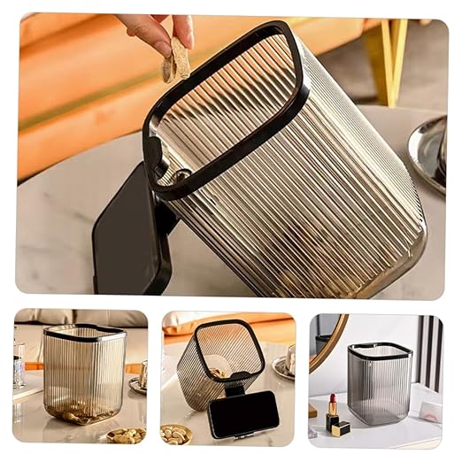 Slim Desktop Trash Can Phone Holder Small Waste Basket for Room Office Kitchen Bathroom Garbage Container