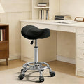 Saddle Stool, Adjustable Height Ergonomic Swivel Chair with Wheels, PU Leather Saddle Seat with Ring Pedal for Salon, Massage, Clinic, Lab, and Office