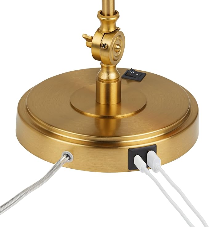 360 Lighting Wray 26 3/4" High Modern Desk Lamp with USB Charging Ports A+C Warm Brass Gold Metal Adjustable Arm Head for Bedroom Living Room House Bedside Home Office Reading Family