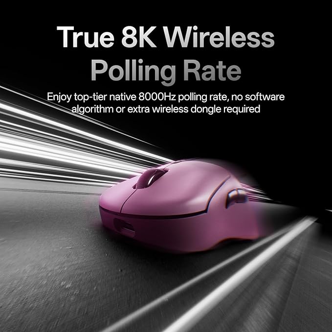 Rapoo VT3 Gen-2 Wireless Gaming Mouse, True 8K Wireless Polling Rate, 53g Lightweight, Up to 750 Hr Battery, Nordic nRF54L15 MCU, 100-Million Mechanical Switch, 10 Programmable Buttons, Macro Enabled