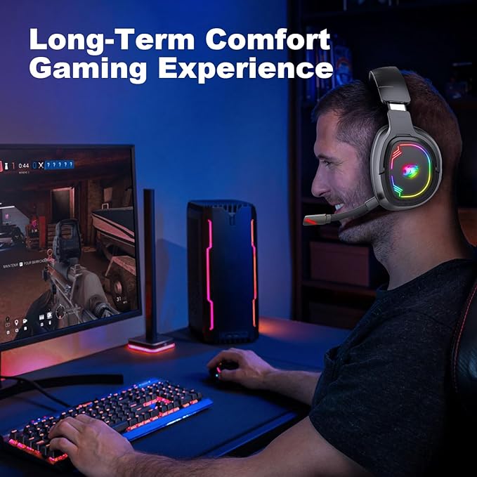 IMYB W82 2.4Ghz Wireless Gaming Headset for Nintendo Switch丨OLED丨Lite, Bluetooth 5.4 Gaming Headphones with Noise Cancelling Microphone, 40Hr Battery, USB & Type-C Connector for PS5, PS4, PC, Laptop
