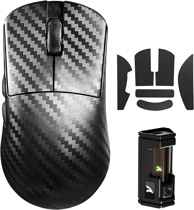 ATTACK SHARK R11 Ultra 8K Carbon Fiber Wireless Gaming Mouse,PAW3950 MAX Sensor,49g Ultra-Lightweight,Nordic 52840 MCU Chip,42000 DPI,Tape,Wired/BT/2.4GHz Wirelss Programmable Mouse for PC/Mac(Wave)