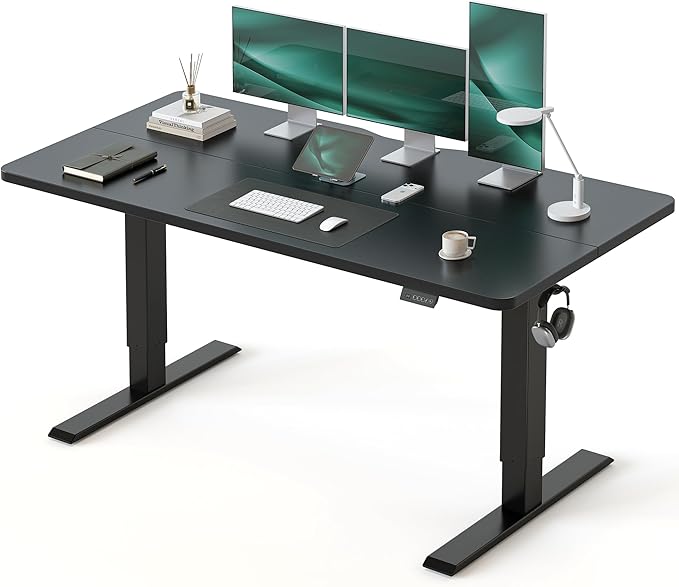 CubiCubi Electric Standing Desk Height Adjustable, 55.1 x 27.6 Inches Home Office Computer Desk, Sit to Stand Up with Memory Presets, Black