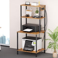 Printer Stand with Charging Station, 49"Tall 4-Tier Printer Stand with Storage, Large Printer Table for Home Office, Kitchen, Living Room, PrinterCart Beside Desk for Printer, Scanner (Rustic Brown)