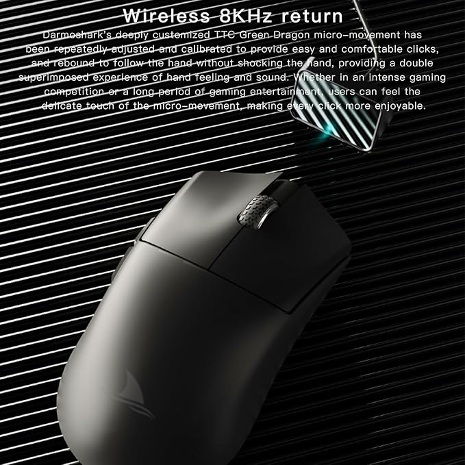 Darmoshark M3PROMAX Wireless Gaming Mouse,Tri-Mode 2.4G/USB-C/Bluetooth Mouse Up to 30000DPI,PAW3950 Optical Sensor Lightweight 54g,7 programmable Button,Computer Mouse for Laptop,PC,Windows,Linux,Mac