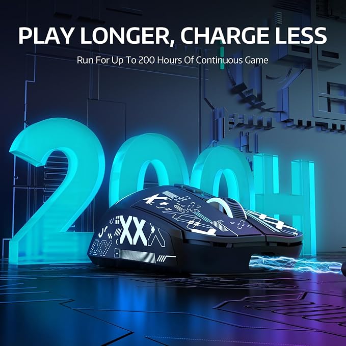 ATTACK SHARK X6 49g Superlight Wireless Gaming Mouse with Magnetic RGB Charging Dock, Ultralight Mice PixArt PAW3395 Sensor, 26000DPI, BT/2.4G/Wired Mouse, Griptape, 200Hrs Battery for Win/Mac