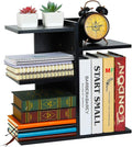 PAG Wood Desktop Shelf Small Bookshelf Desk Supplies Organizers and Accessories Storage Display Rack Office Decor for Women, Black