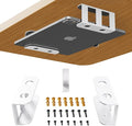 BYMECOST Under Desk Laptop Storage Mount, Metal Under Desk Device Holder, for Devices Up to 2.1" Thick, MacBook, Mini, Keyboard, Router, with Anti-Scratch Silicone (White)