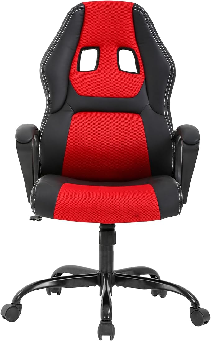 PayLessHere Gaming Chair Ergonomic Office Chair Computer Chair with Lumbar Support Ergonomic Pu Leather Adjustable Height Executive Chair for Women Men and Adults,Red
