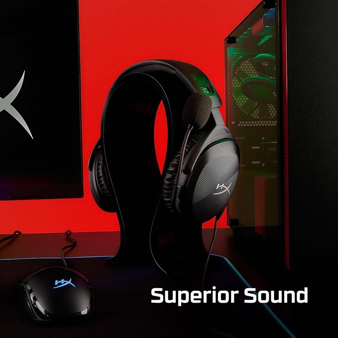 HyperX Cloud Stinger 2 – Wired PC Gaming Headset with Mic Noise Cancelling Over-Ear DTS Headphone:X Spatial Audio 50mm Drivers Swivel-to-mute Premium Leatherette for Windows Desktop, Black (Renewed)